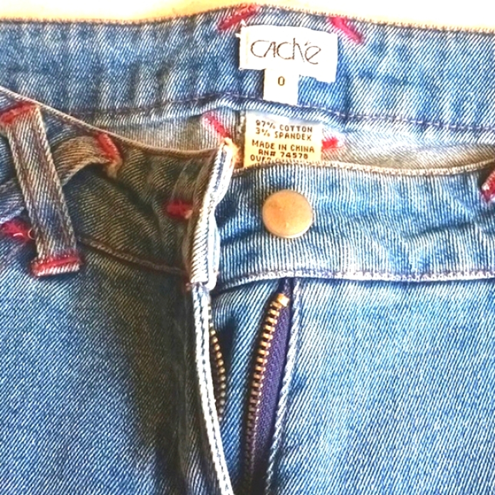 Vintage (store-Cache) Jeans with floral beaded design,...size 0..."NEW" VINTAGE - Picture 14 of 15